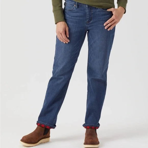 Duluth Trading Co Women's Classic lined Indigo Straight Jeans - Picture 1 of 8